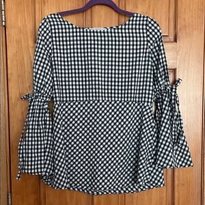 LOFT Black and White Gingham Blouse